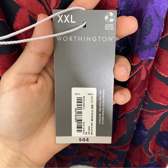 Worthington Floral Halter Neck Top - Red and Purple - Picture 8 of 14